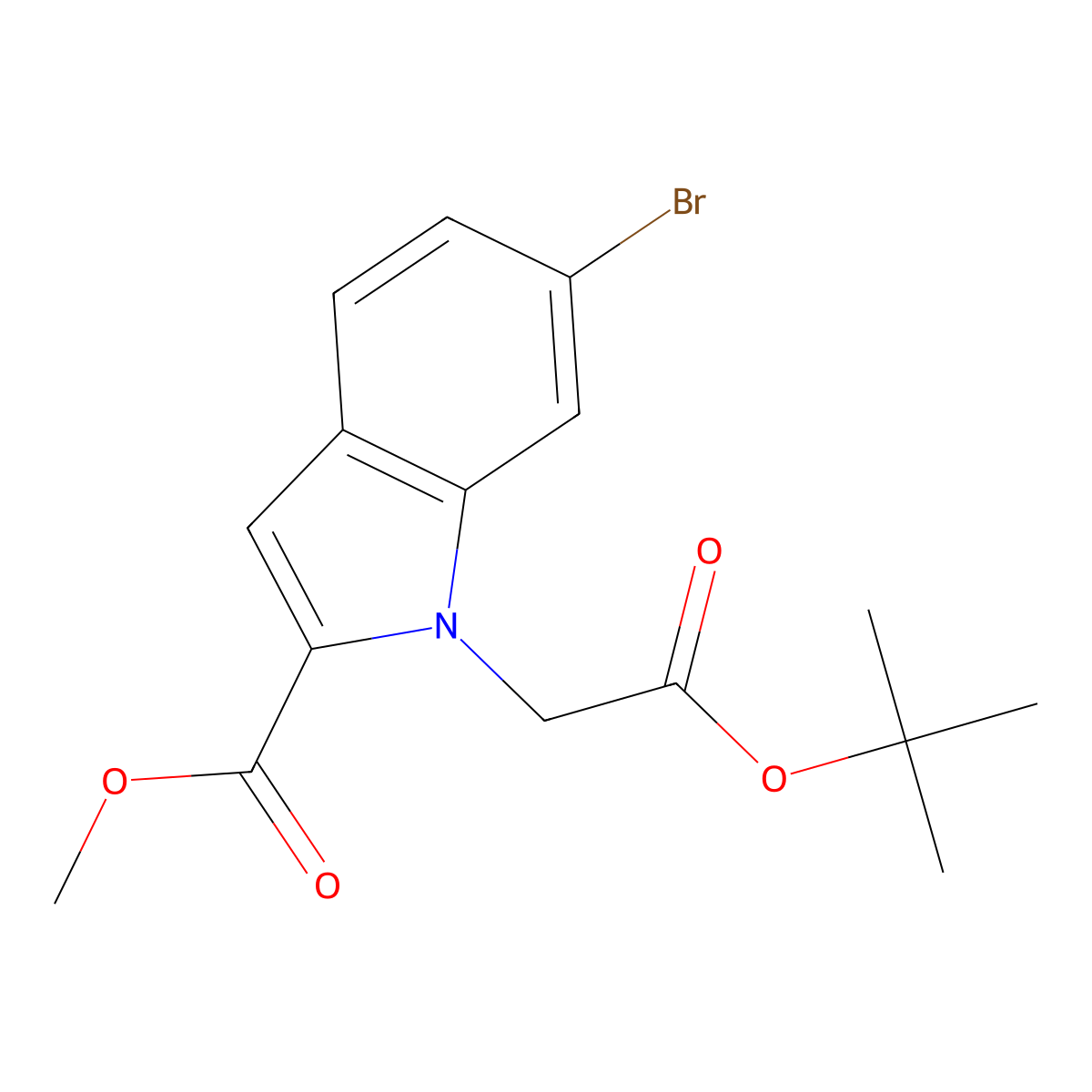 methyl 6-bromo-1-[2-(tert-butoxy)-2-oxoethyl]-1H-indole-2-carboxylate molecular structure, CAS 2763758-59-2