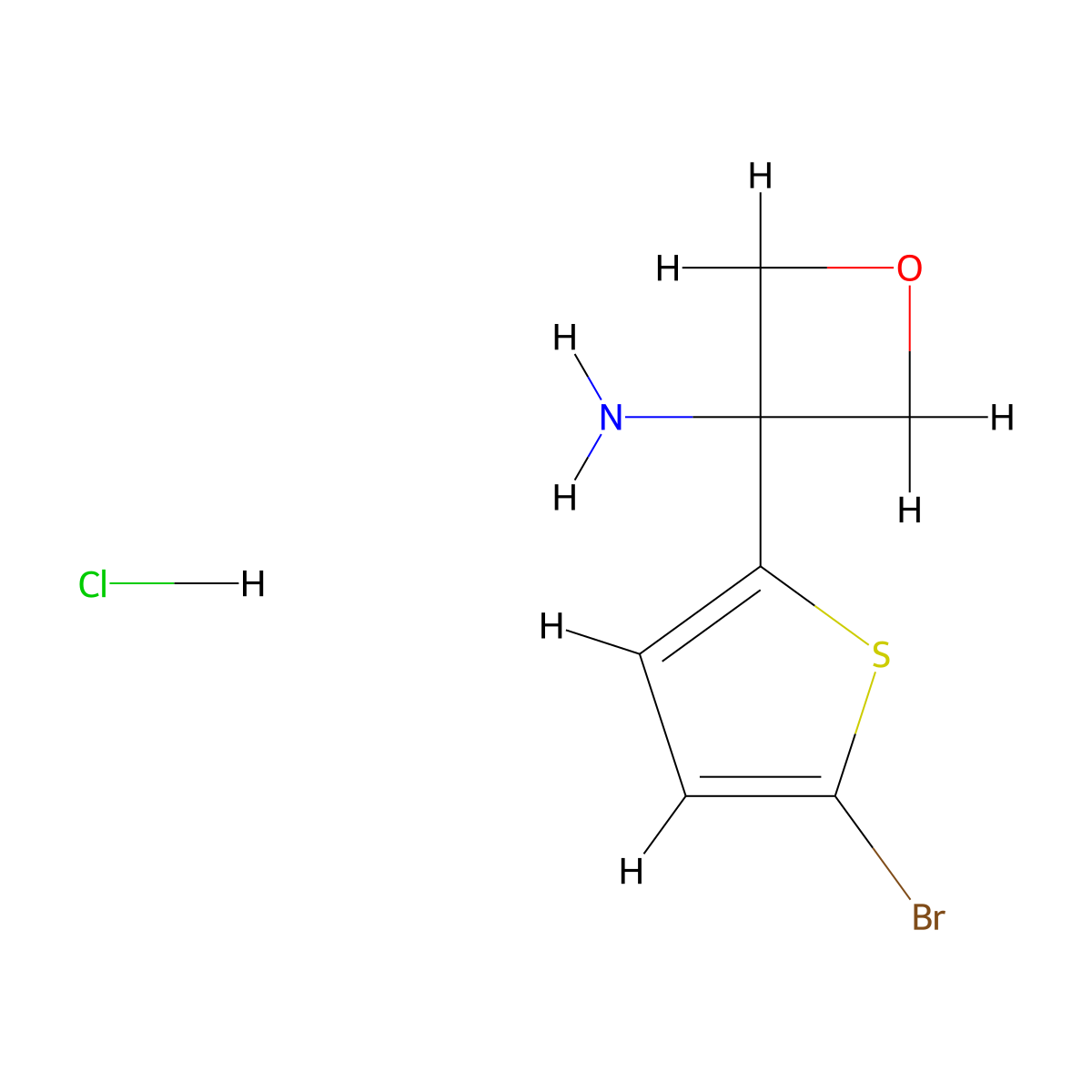 3-(5-Bromothiophen-2-yl)oxetan-3-amine hydrochloride molecular structure, CAS 2763758-60-5