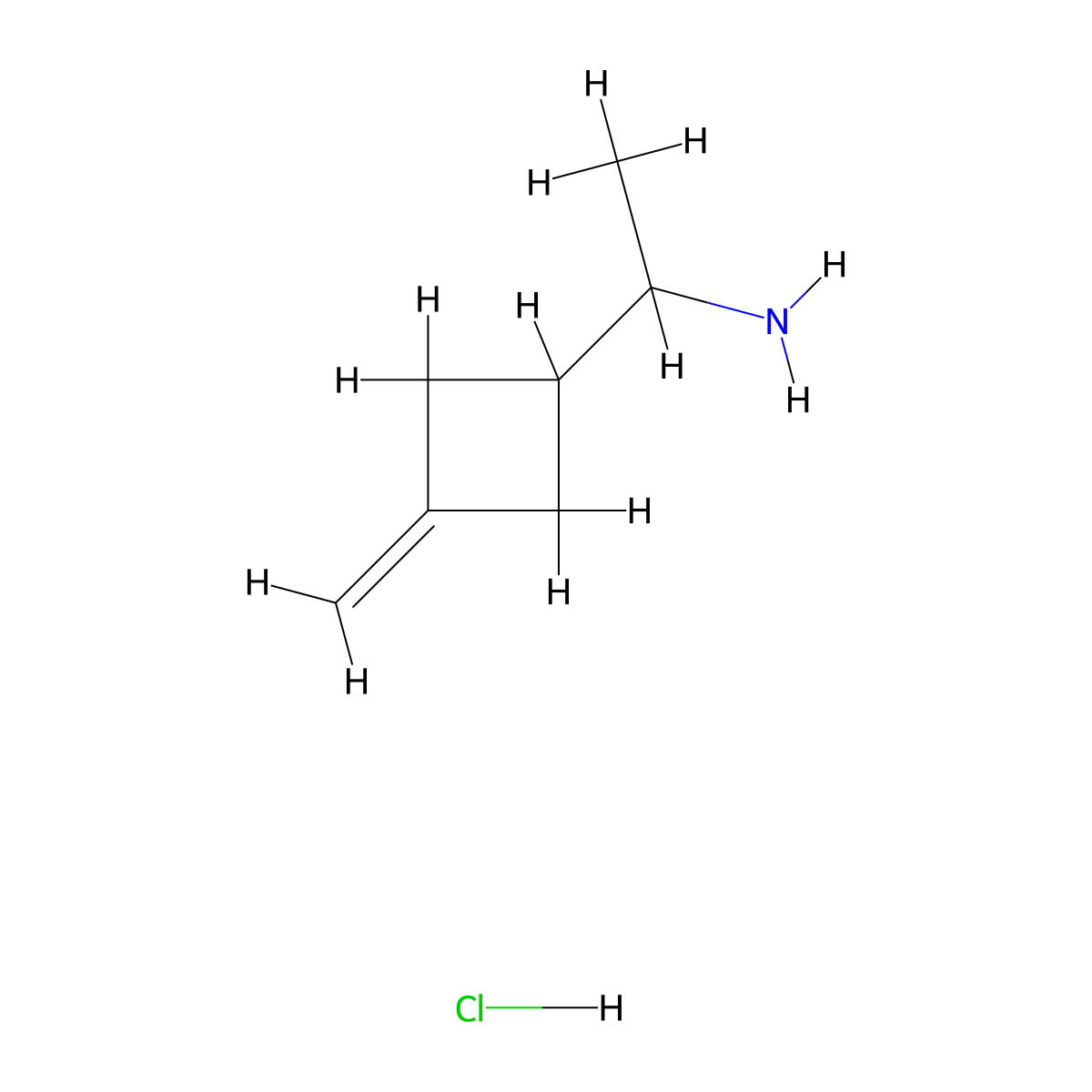1-(3-Methylidenecyclobutyl)ethan-1-amine hydrochloride molecular structure, CAS 2763758-79-6