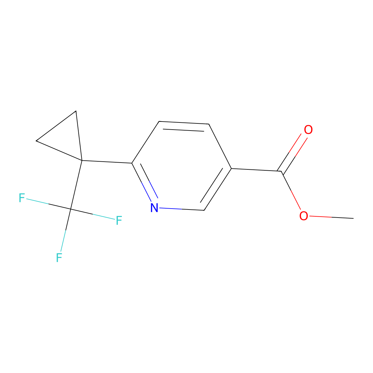 Methyl 6-(1-(trifluoromethyl)cyclopropyl)nicotinate molecular structure, CAS 2763758-80-9