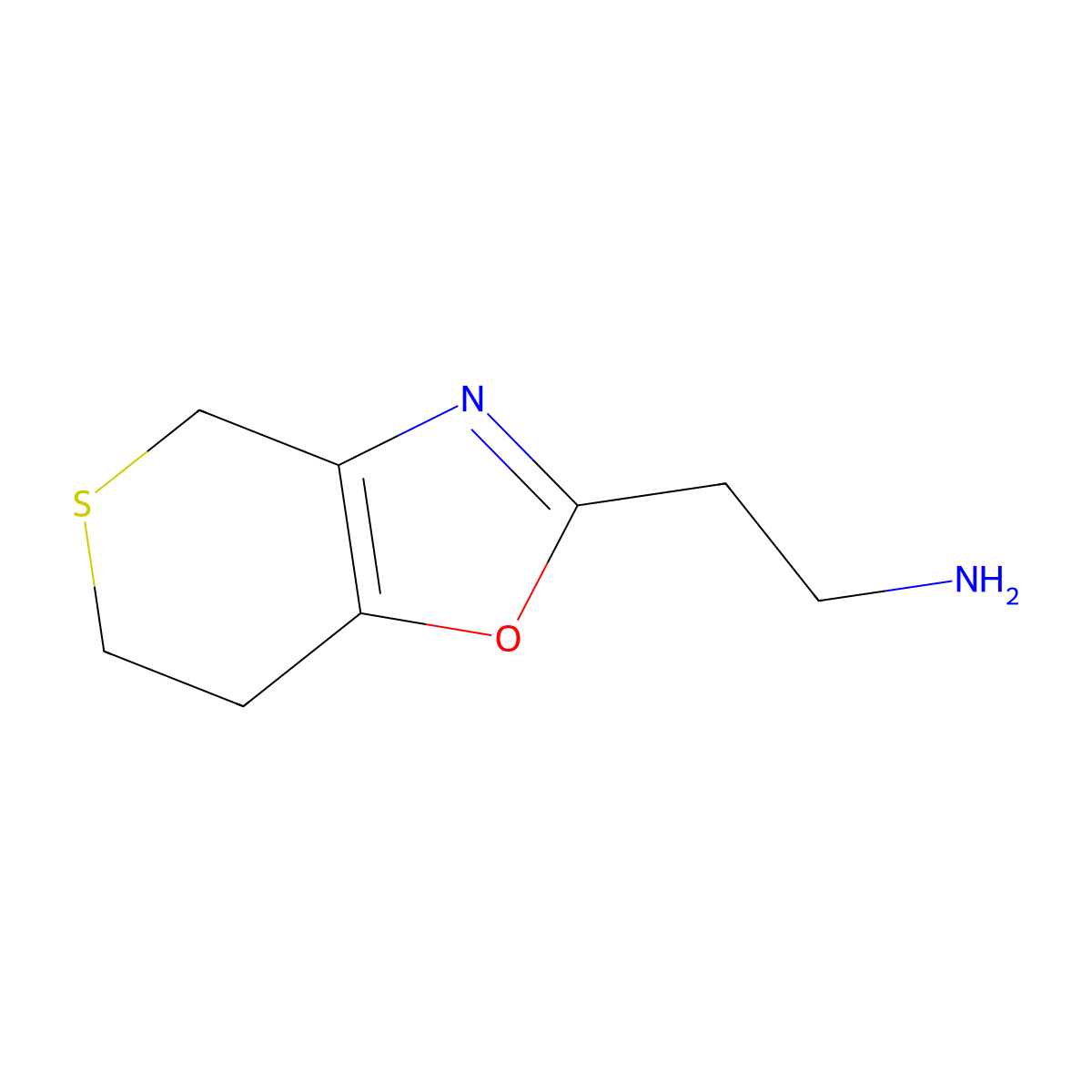 2-{4H,6H,7H-thiopyrano[3,4-d][1,3]oxazol-2-yl}ethan-1-amine molecular structure, CAS 2763758-83-2