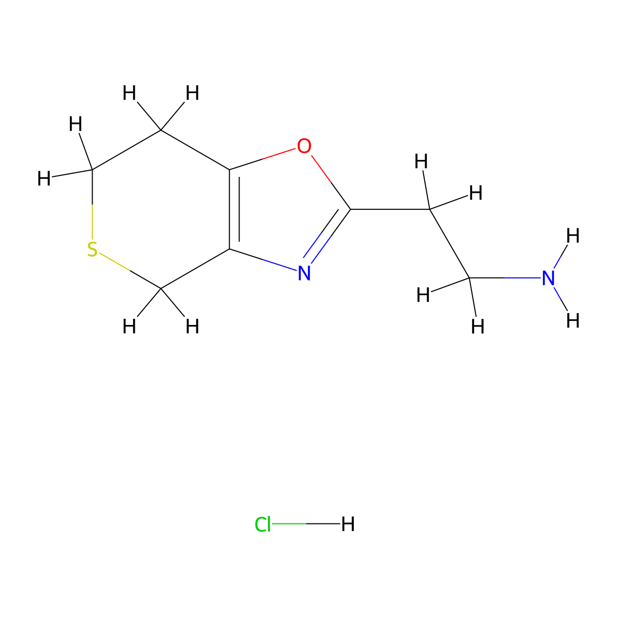 2-{4H,6H,7H-thiopyrano[3,4-d][1,3]oxazol-2-yl}ethan-1-amine hydrochloride molecular structure, CAS 2763758-84-3