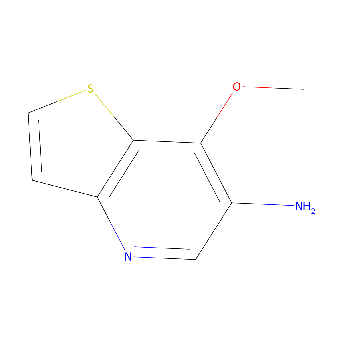 7-Methoxythieno[3,2-b]pyridin-6-amine molecular structure, CAS 2763758-85-4