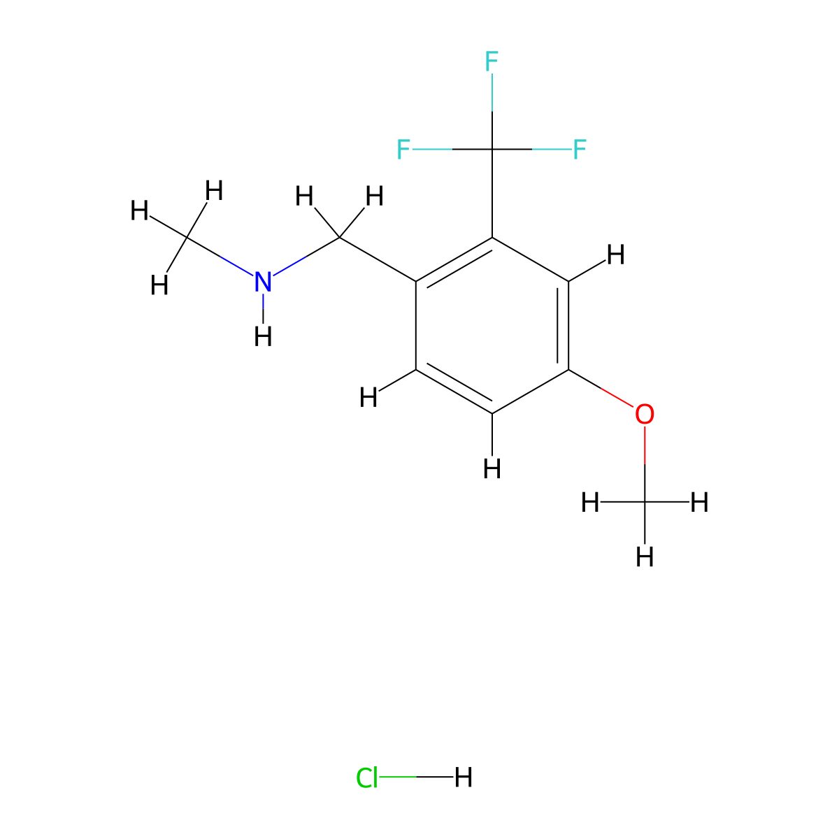 {[4-Methoxy-2-(trifluoromethyl)phenyl]methyl}(methyl)amine hydrochloride molecular structure, CAS 2763758-86-5