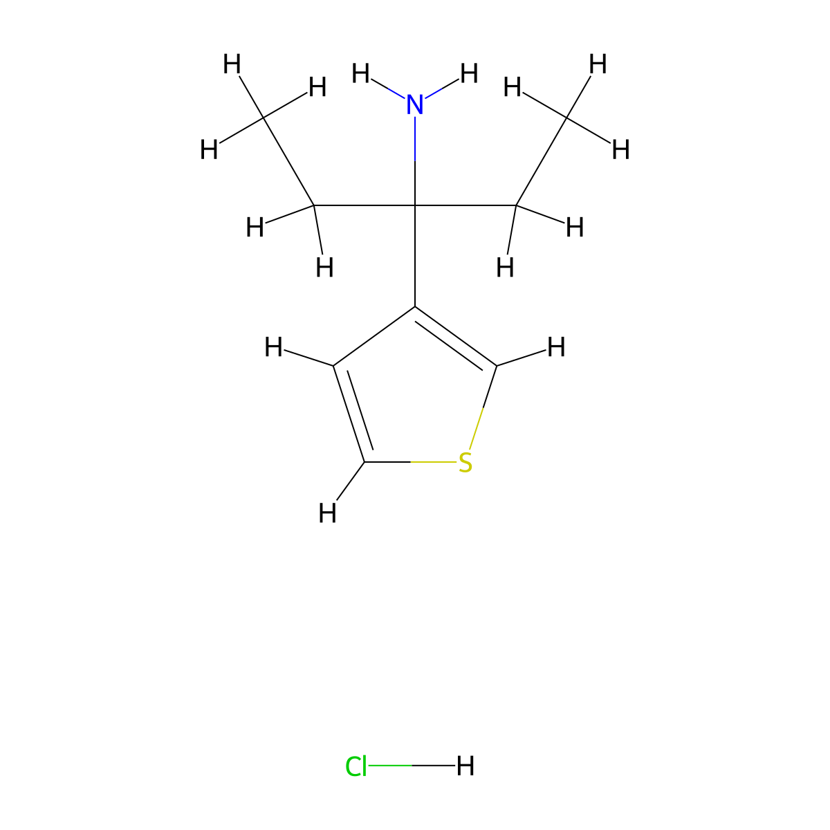 3-(Thiophen-3-yl)pentan-3-amine hydrochloride molecular structure, CAS 2763758-93-4
