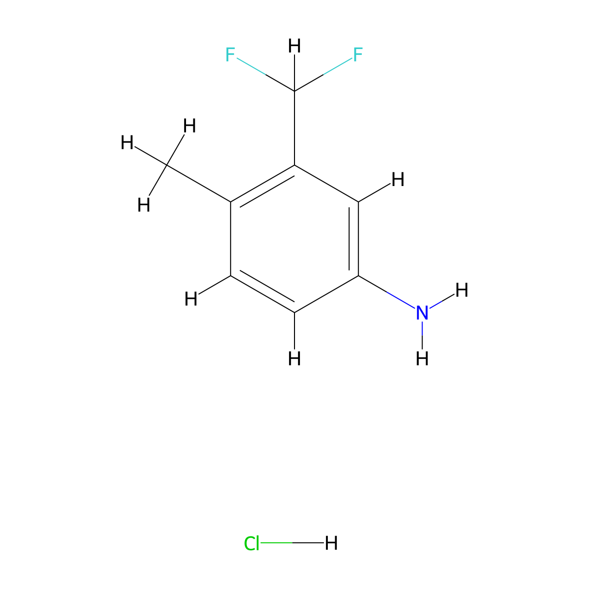 3-(Difluoromethyl)-4-methylaniline hydrochloride molecular structure, CAS 2763758-98-9