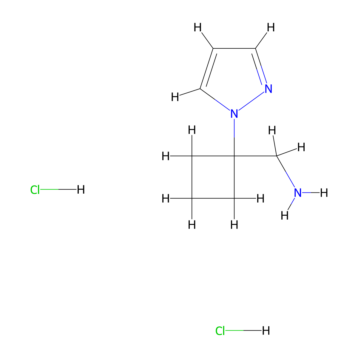 1-[1-(1H-pyrazol-1-yl)cyclobutyl]methanamine dihydrochloride molecular structure, CAS 2763759-05-1