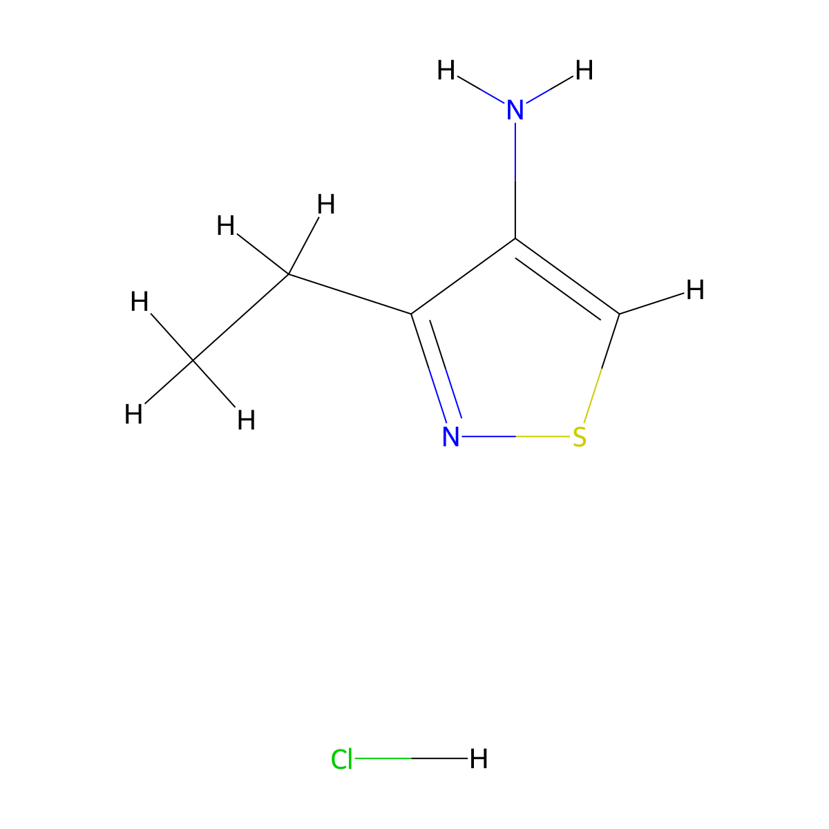 3-Ethyl-1,2-thiazol-4-amine hydrochloride molecular structure, CAS 2763759-11-9