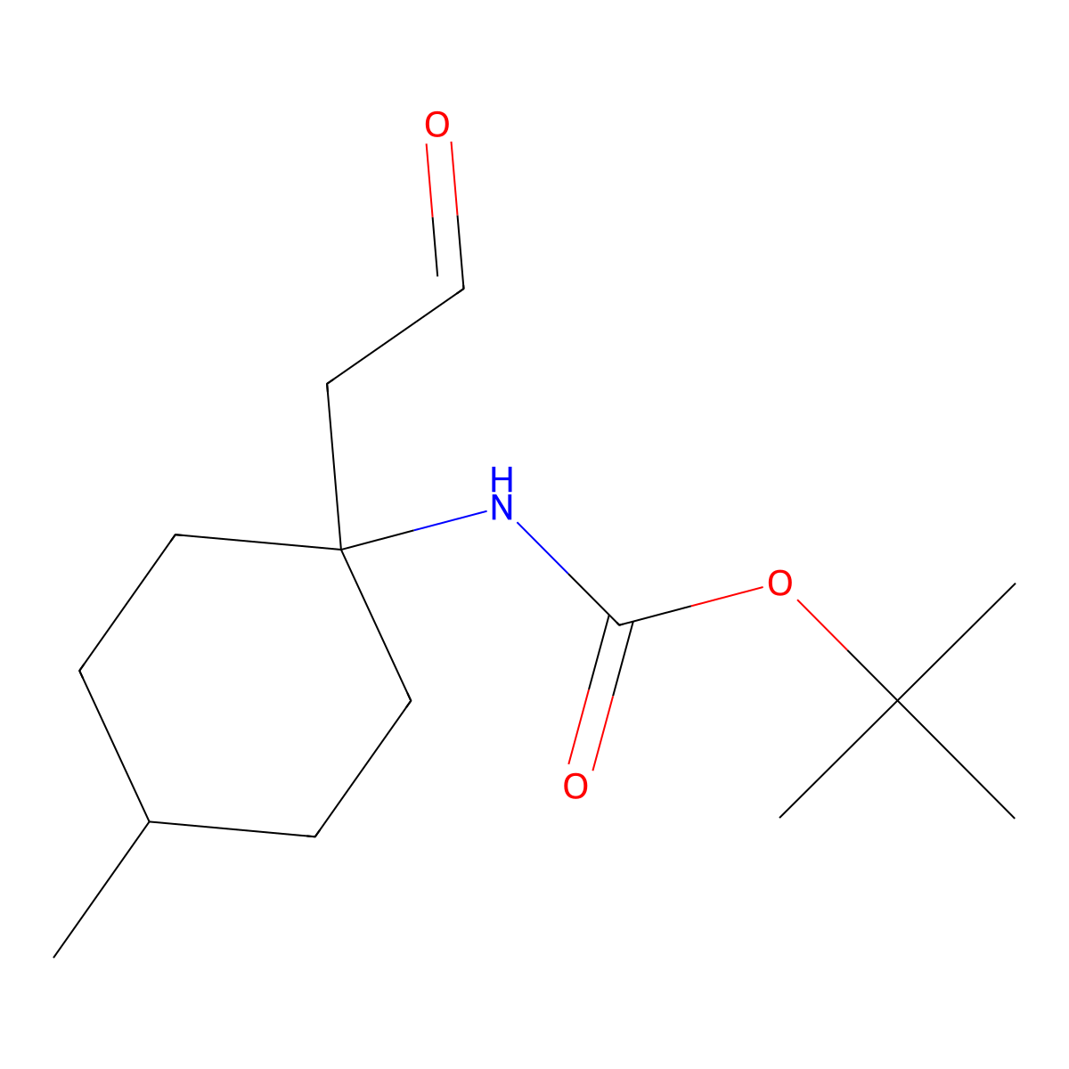 tert-butyl N-(4-methyl-1-(2-oxoethyl)cyclohexyl)carbamate molecular structure, CAS 2763759-14-2