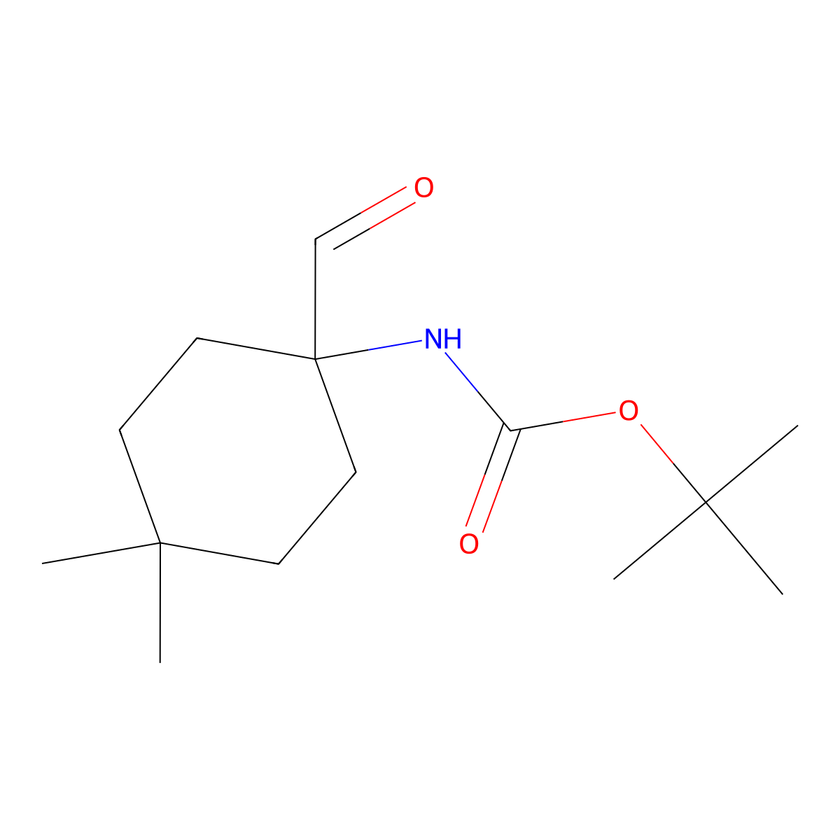tert-butyl N-(1-formyl-4,4-dimethylcyclohexyl)carbamate molecular structure, CAS 2763759-15-3