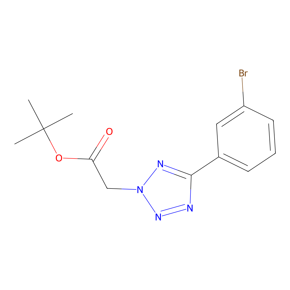 tert-butyl 2-[5-(3-bromophenyl)-2H-1,2,3,4-tetrazol-2-yl]acetate molecular structure, CAS 2763759-17-5