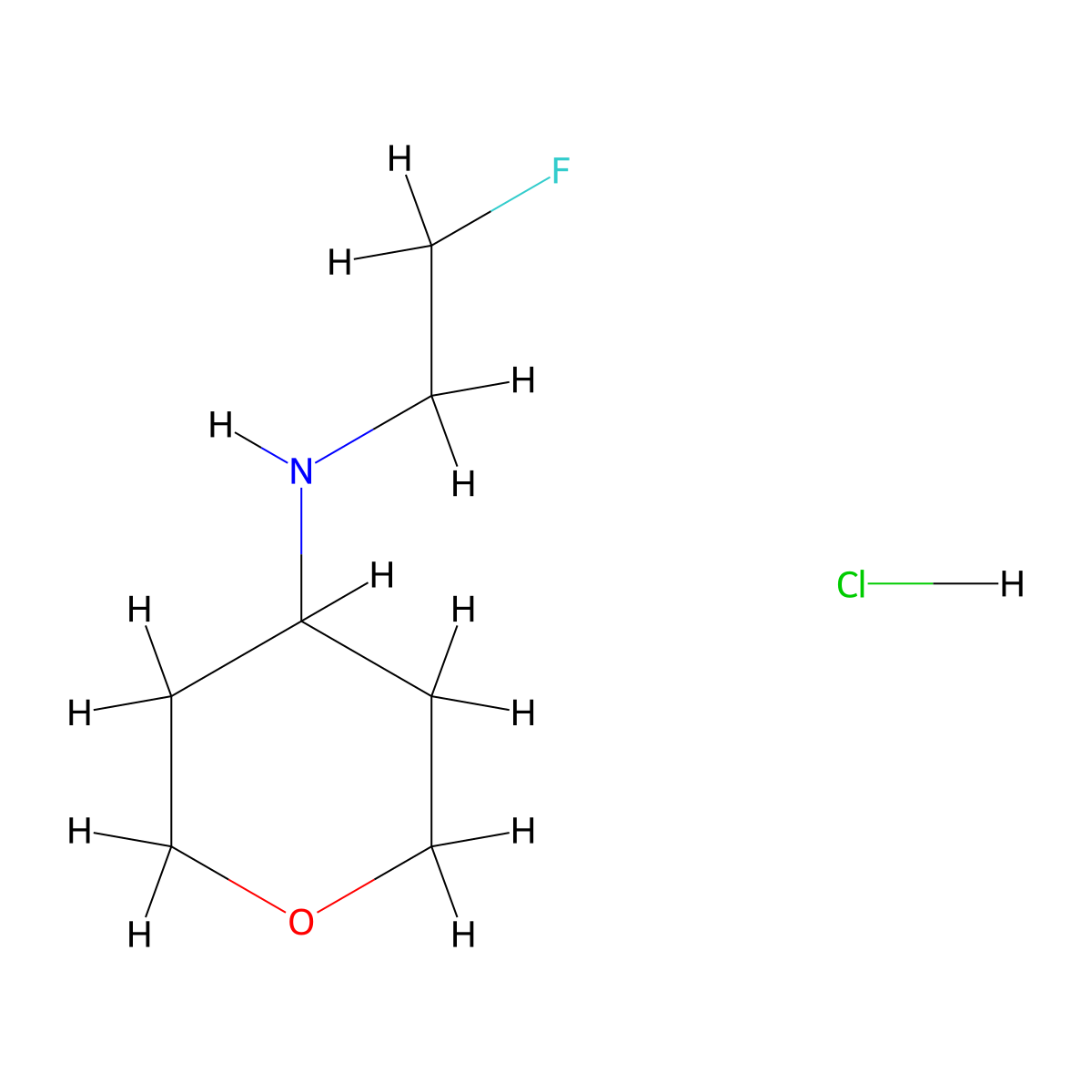 N-(2-fluoroethyl)oxan-4-amine hydrochloride molecular structure, CAS 2763759-19-7