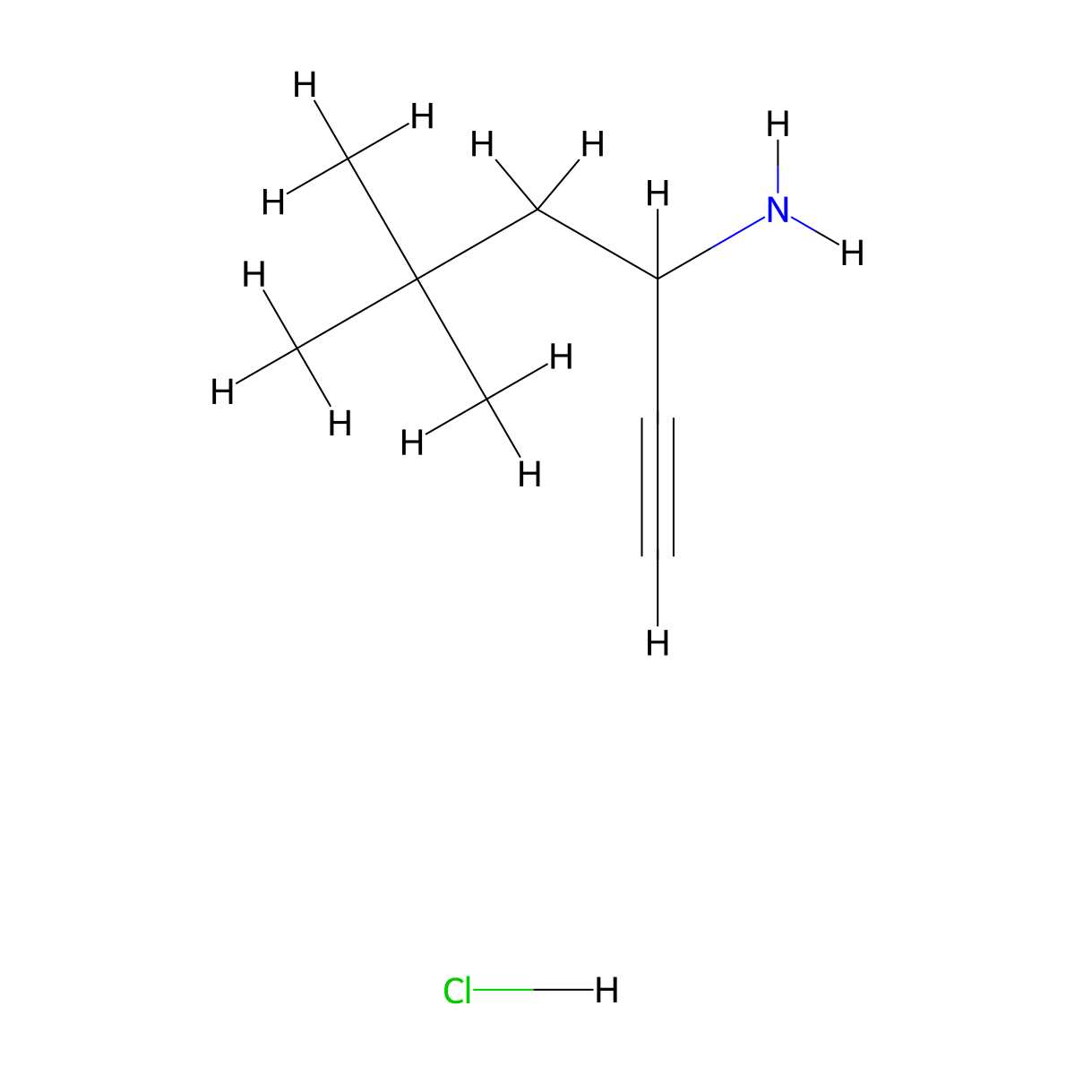 5,5-Dimethylhex-1-yn-3-amine hydrochloride molecular structure, CAS 2763759-21-1