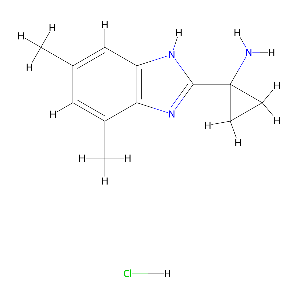 1-(4,6-dimethyl-1H-1,3-benzodiazol-2-yl)cyclopropan-1-amine hydrochloride molecular structure, CAS 2763759-22-2