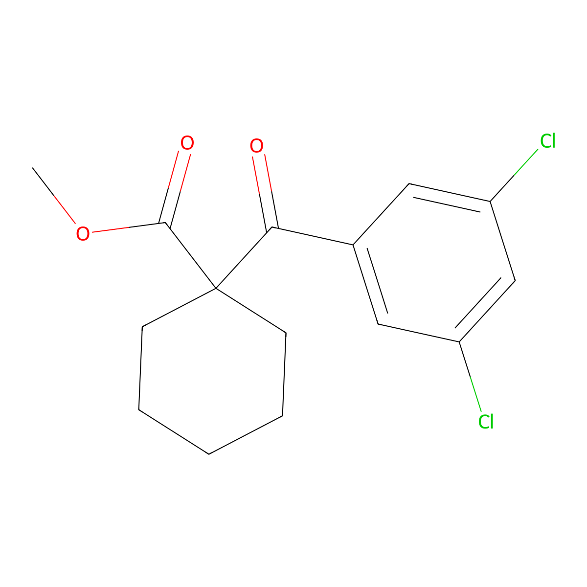 Methyl 1-(3,5-dichlorobenzoyl)cyclohexane-1-carboxylate molecular structure, CAS 2763759-25-5