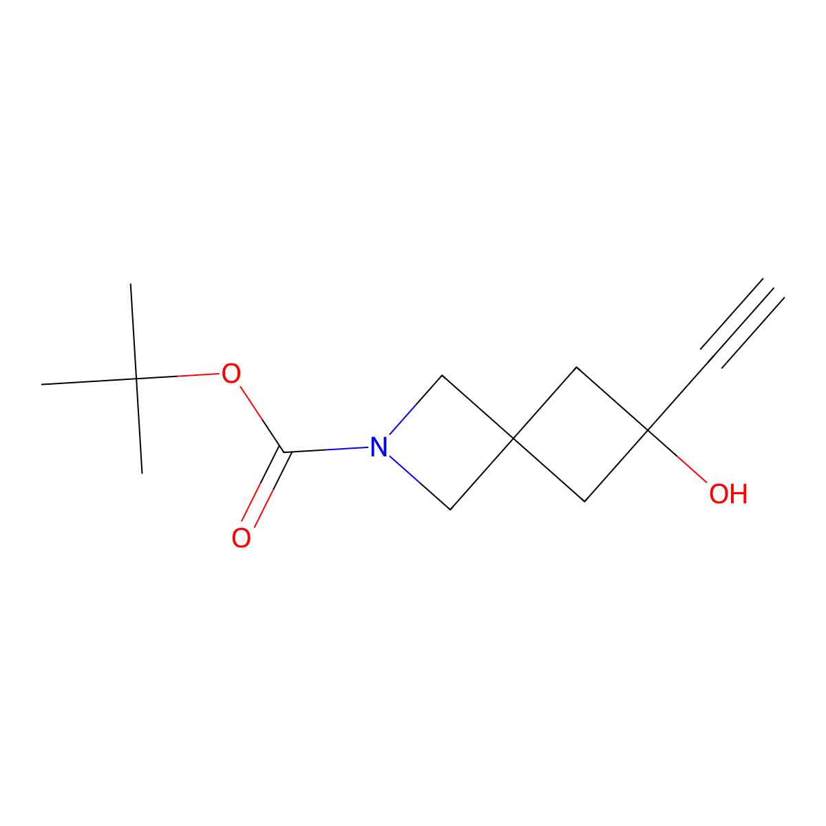 tert-Butyl 6-ethynyl-6-hydroxy-2-azaspiro[3.3]heptane-2-carboxylate molecular structure, CAS 2763759-30-2