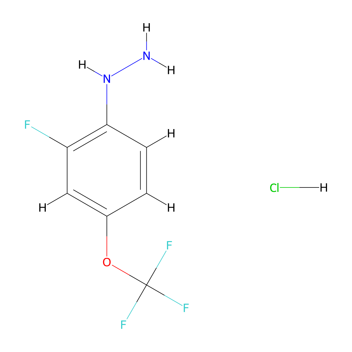[2-Fluoro-4-(trifluoromethoxy)phenyl]hydrazine hydrochloride molecular structure, CAS 2763759-34-6