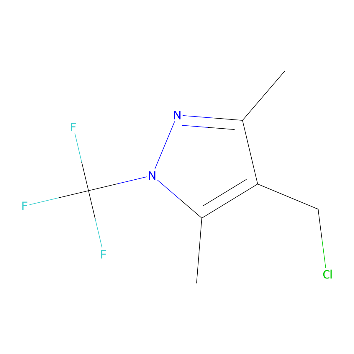 4-(chloromethyl)-3,5-dimethyl-1-(trifluoromethyl)-1H-pyrazole molecular structure, CAS 2763759-42-6