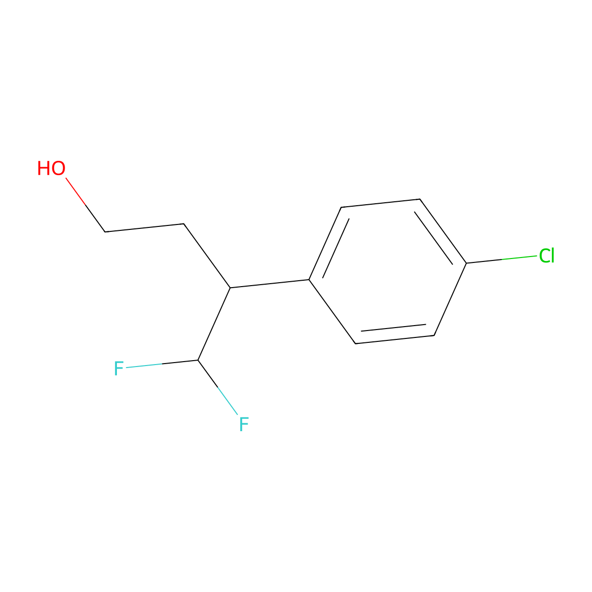 3-(4-Chlorophenyl)-4,4-difluorobutan-1-ol molecular structure, CAS 2763759-51-7