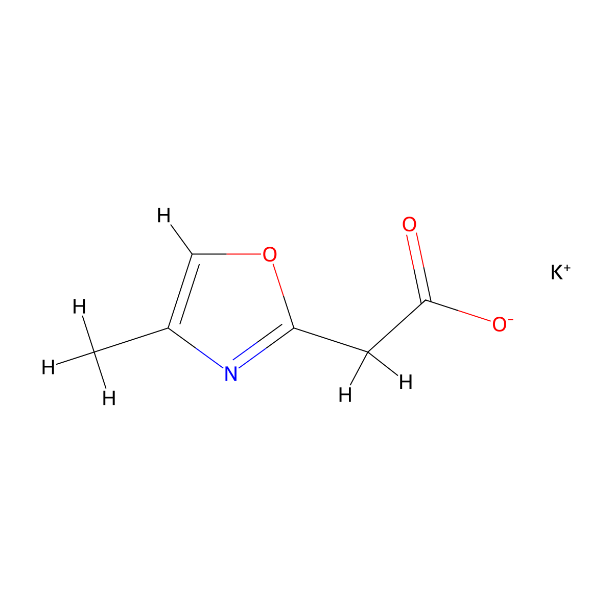 Potassium 2-(4-methyl-1,3-oxazol-2-yl)acetate molecular structure, CAS 2763759-54-0