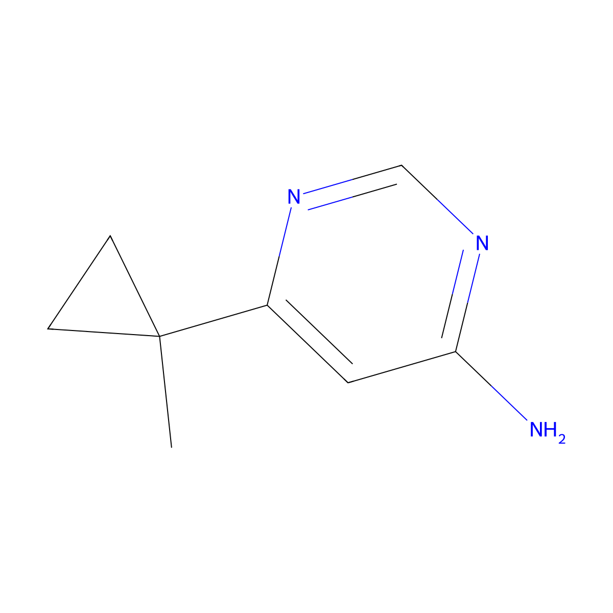6-(1-Methylcyclopropyl)pyrimidin-4-amine molecular structure, CAS 2763759-55-1