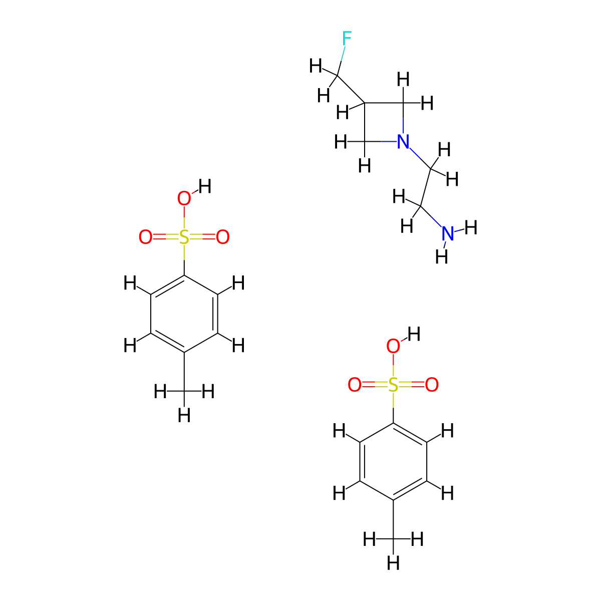 2-[3-(Fluoromethyl)azetidin-1-yl]ethan-1-amine, bis(4-methylbenzene-1-sulfonic acid) molecular structure, CAS 2763759-57-3