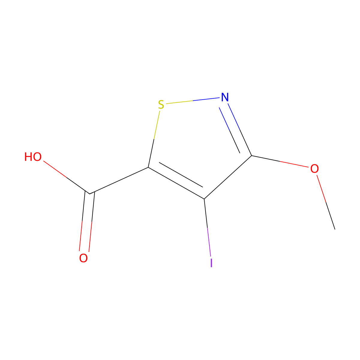 4-Iodo-3-methoxy-1,2-thiazole-5-carboxylic acid molecular structure, CAS 2763759-62-0