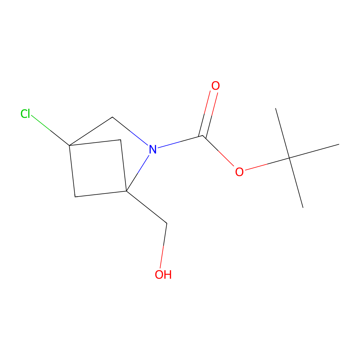 Tert-butyl 4-chloro-1-(hydroxymethyl)-2-azabicyclo[2.1.1]hexane-2-carboxylate molecular structure, CAS 2763759-63-1