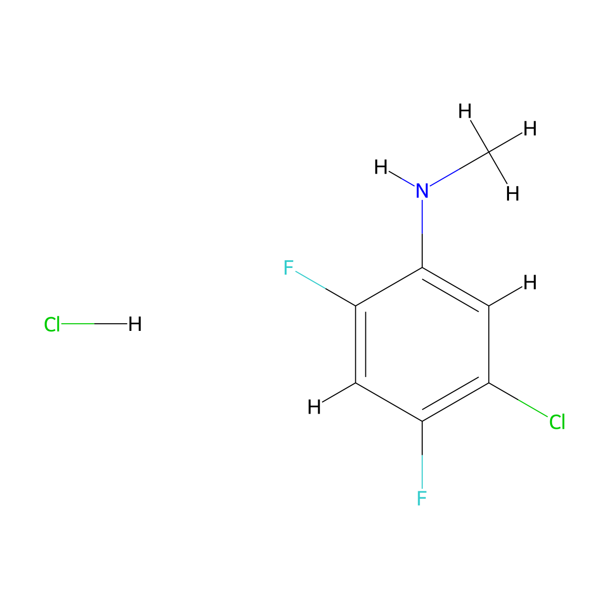 5-chloro-2,4-difluoro-N-methylaniline hydrochloride molecular structure, CAS 2763759-64-2