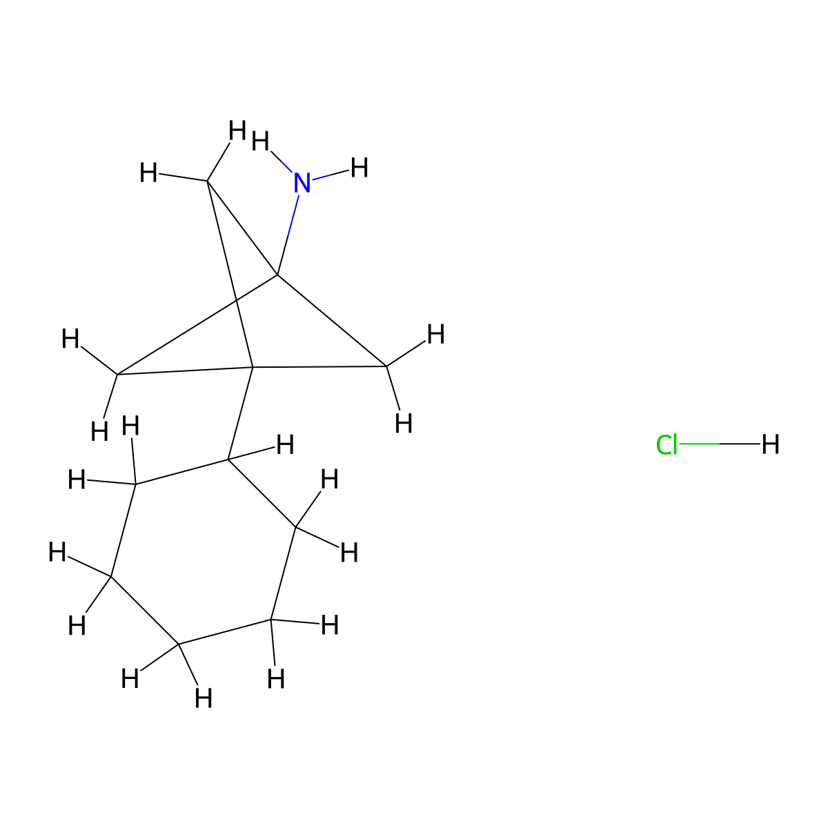 3-Cyclohexylbicyclo(1.1.1)pentan-1-amine hydrochloride molecular structure, CAS 2763759-69-7