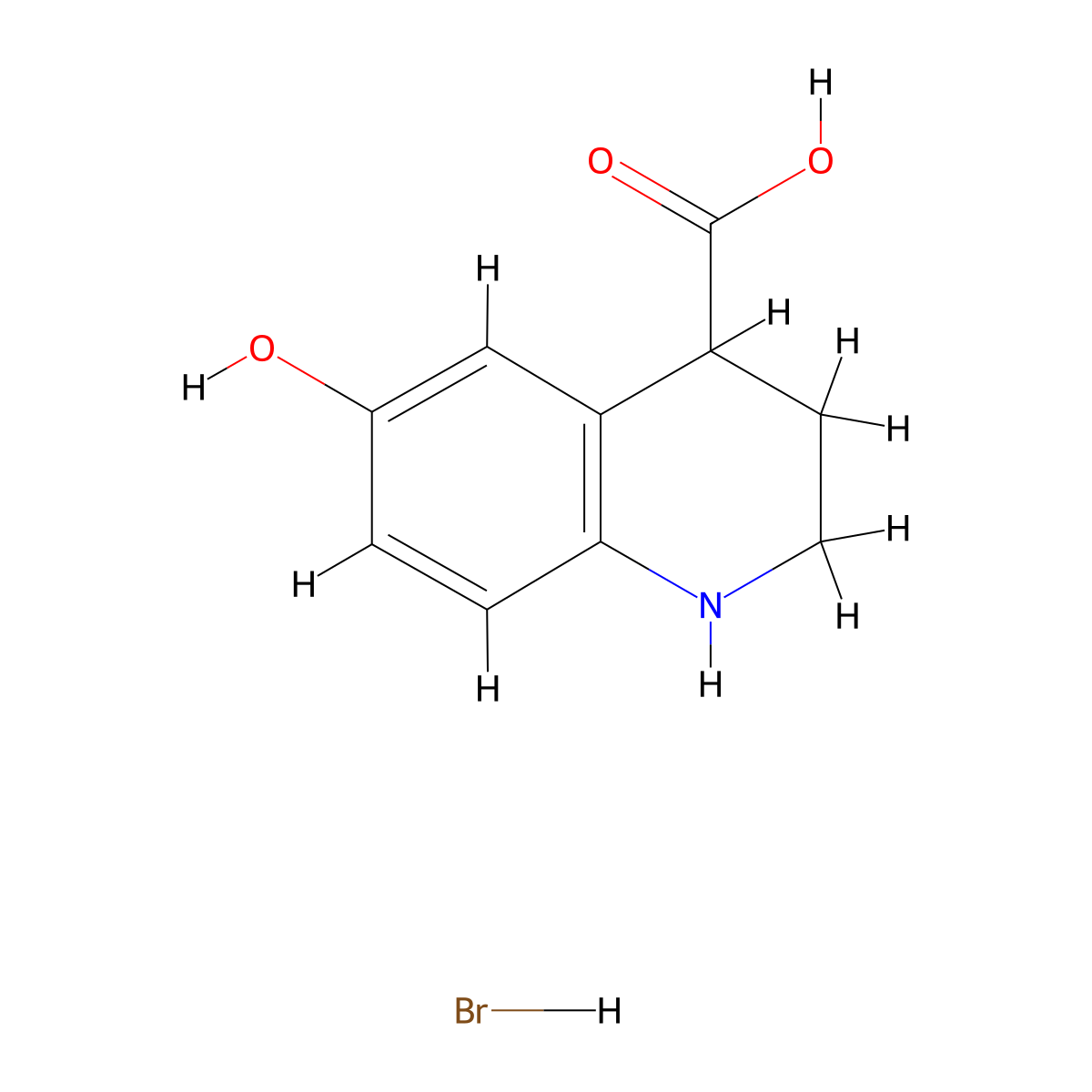 6-Hydroxy-1,2,3,4-tetrahydroquinoline-4-carboxylic acid hydrobromide molecular structure, CAS 2763759-75-5