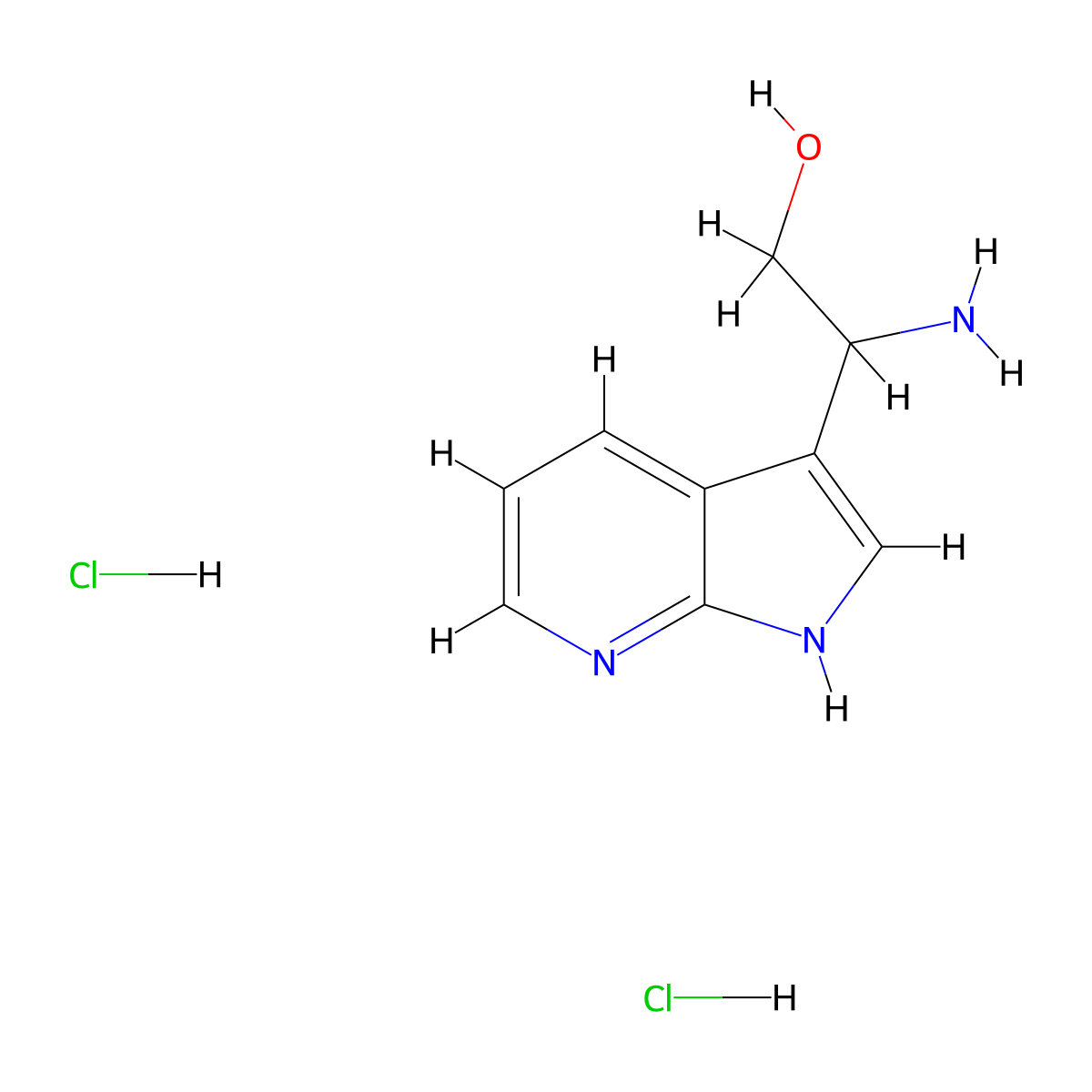 2-amino-2-{1H-pyrrolo[2,3-b]pyridin-3-yl}ethan-1-ol dihydrochloride molecular structure, CAS 2763759-78-8