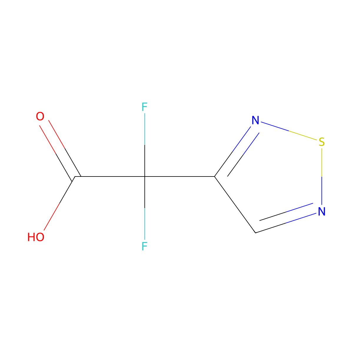 2,2-Difluoro-2-(1,2,5-thiadiazol-3-yl)acetic acid molecular structure, CAS 2763759-82-4