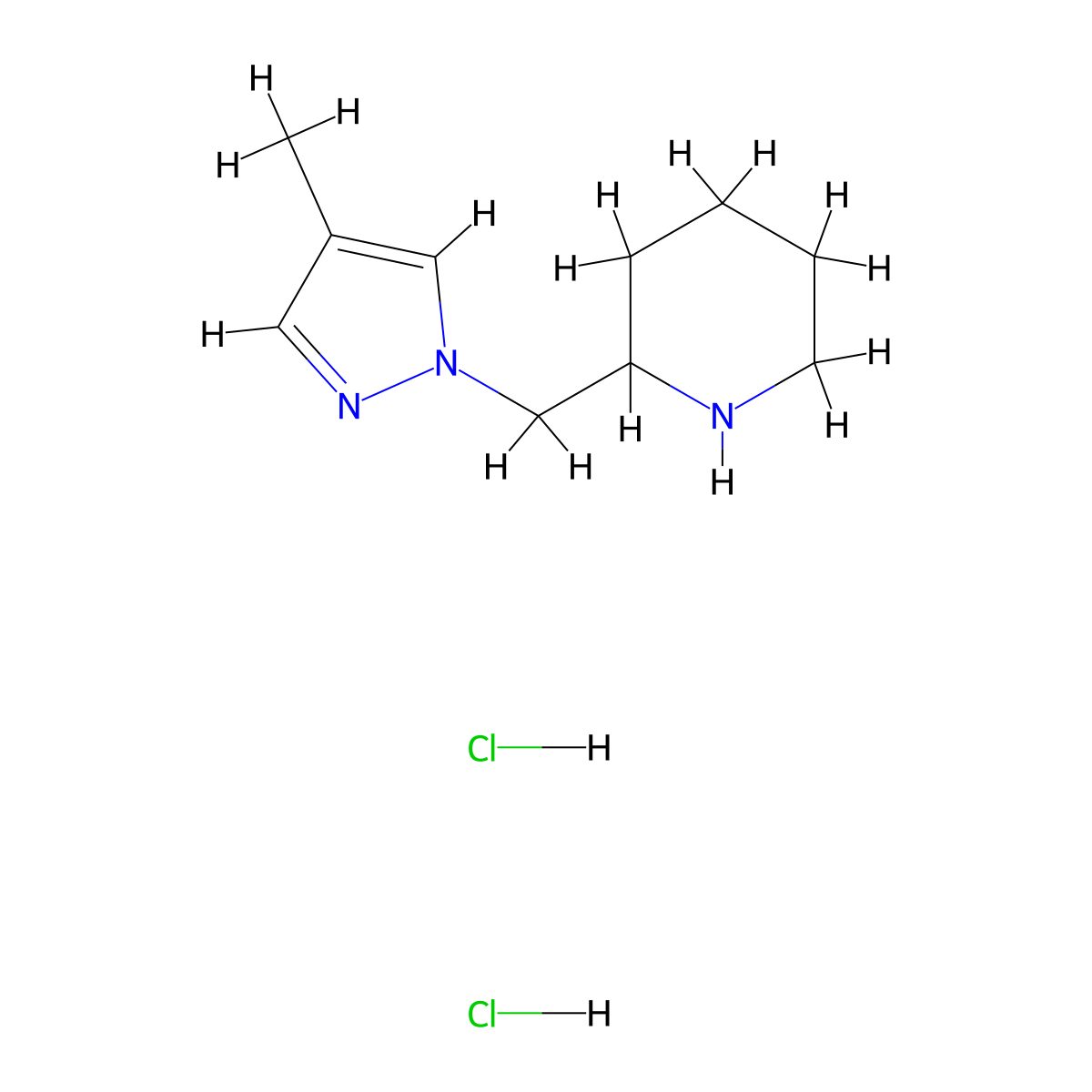 2-[(4-methyl-1H-pyrazol-1-yl)methyl]piperidine dihydrochloride molecular structure, CAS 2763759-89-1