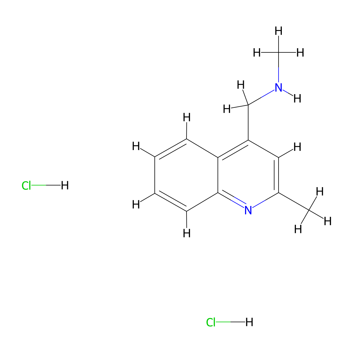 Methyl[(2-methylquinolin-4-yl)methyl]amine dihydrochloride molecular structure, CAS 2763759-90-4