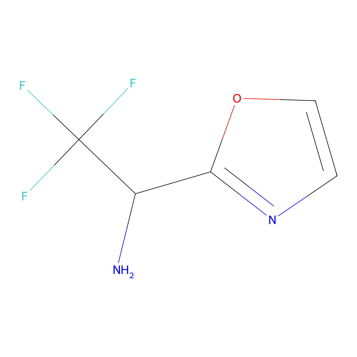 2,2,2-Trifluoro-1-(1,3-oxazol-2-yl)ethan-1-amine molecular structure, CAS 2763759-95-9