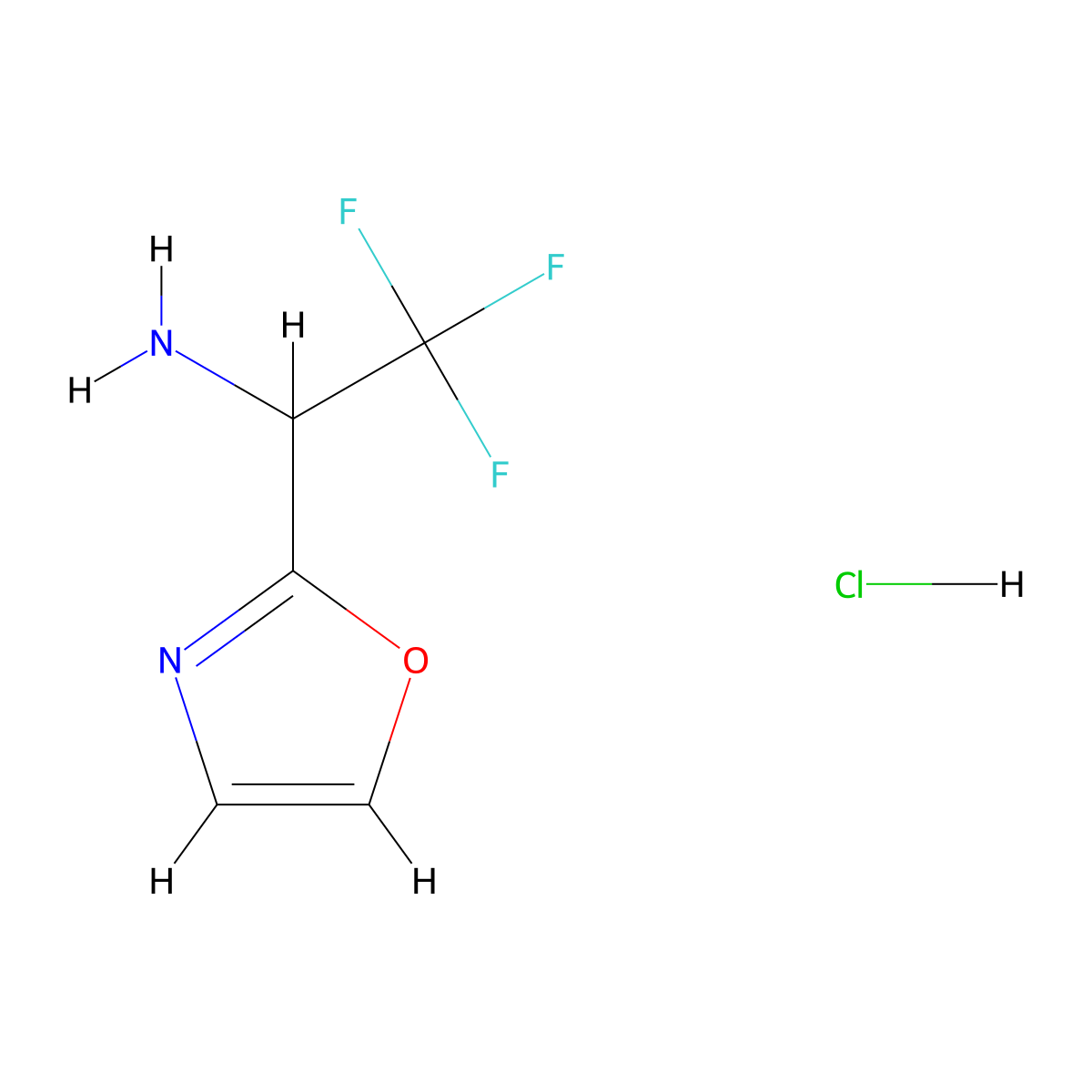 2,2,2-Trifluoro-1-(1,3-oxazol-2-yl)ethan-1-amine hydrochloride molecular structure, CAS 2763759-96-0