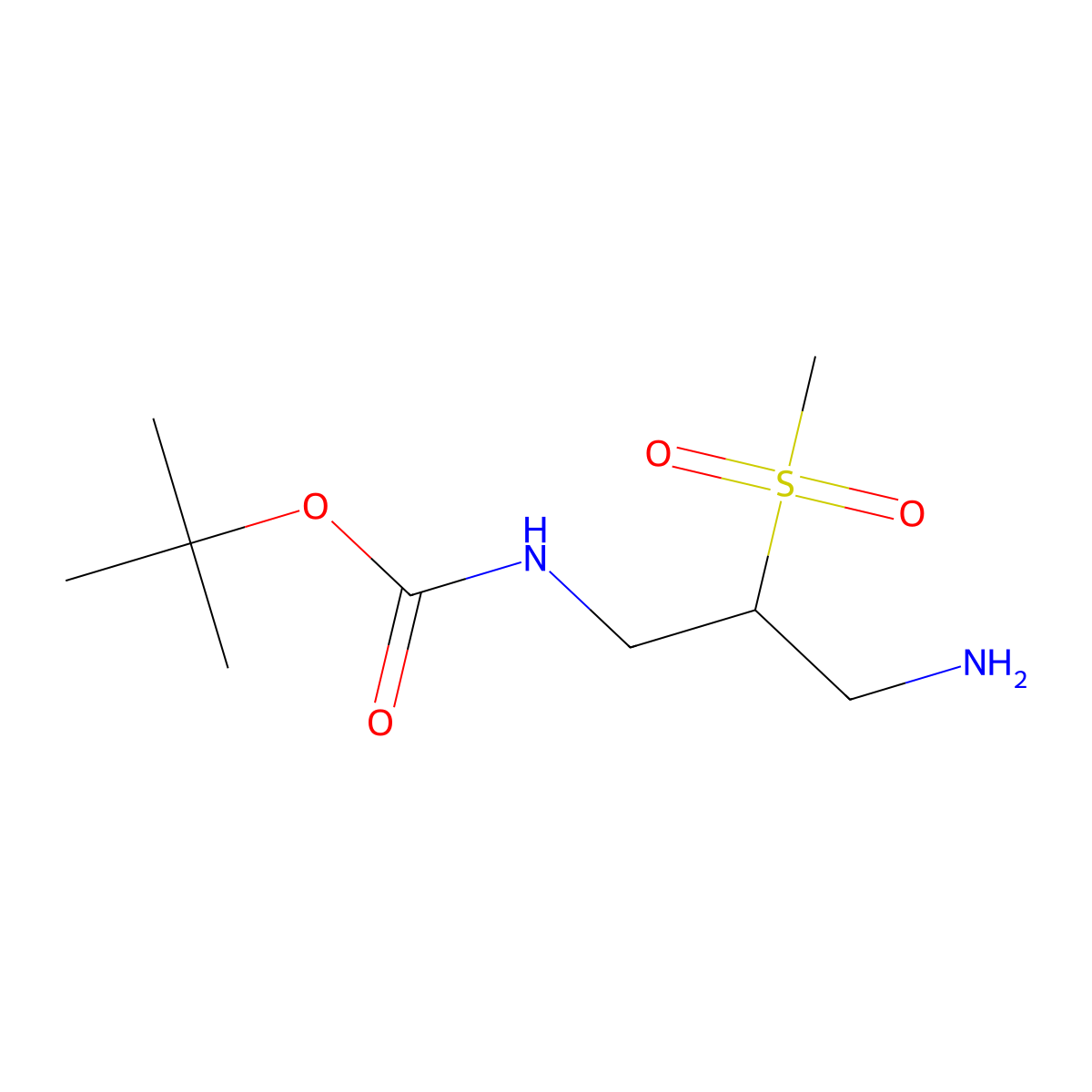 tert-butyl N-(3-amino-2-methanesulfonylpropyl)carbamate molecular structure, CAS 2763760-02-5