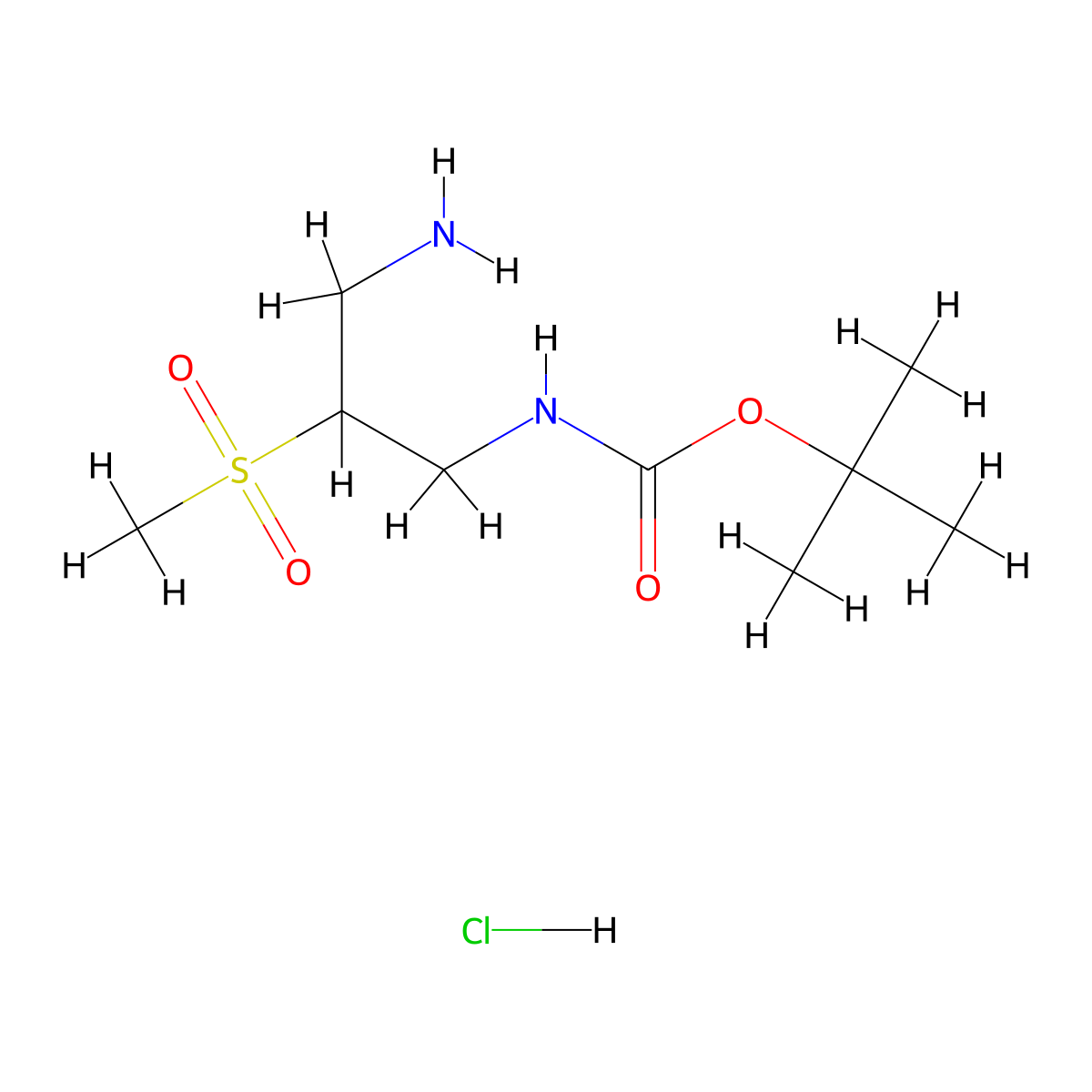 tert-butyl N-(3-amino-2-methanesulfonylpropyl)carbamate hydrochloride molecular structure, CAS 2763760-03-6