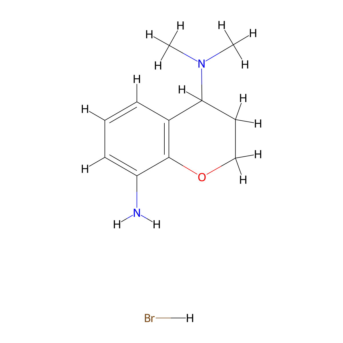 N4,N4-dimethyl-3,4-dihydro-2H-1-benzopyran-4,8-diamine hydrobromide molecular structure, CAS 2763760-05-8