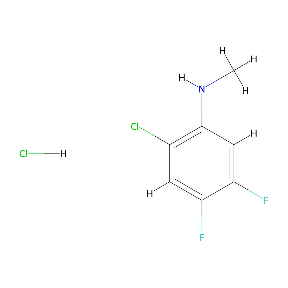 2-chloro-4,5-difluoro-N-methylaniline hydrochloride molecular structure, CAS 2763760-15-0