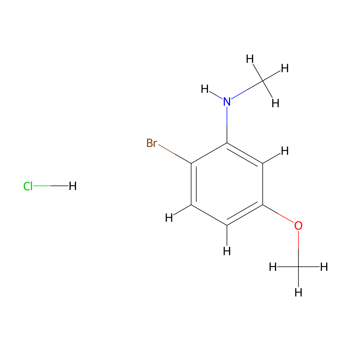 2-bromo-5-methoxy-N-methylaniline hydrochloride molecular structure, CAS 2763760-19-4