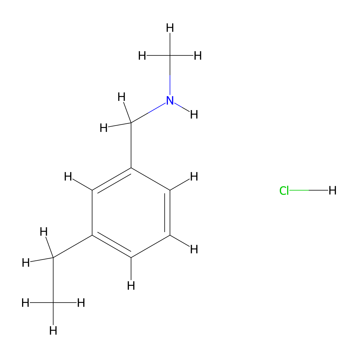 ((3-Ethylphenyl)methyl)(methyl)amine hydrochloride molecular structure, CAS 2763760-21-8