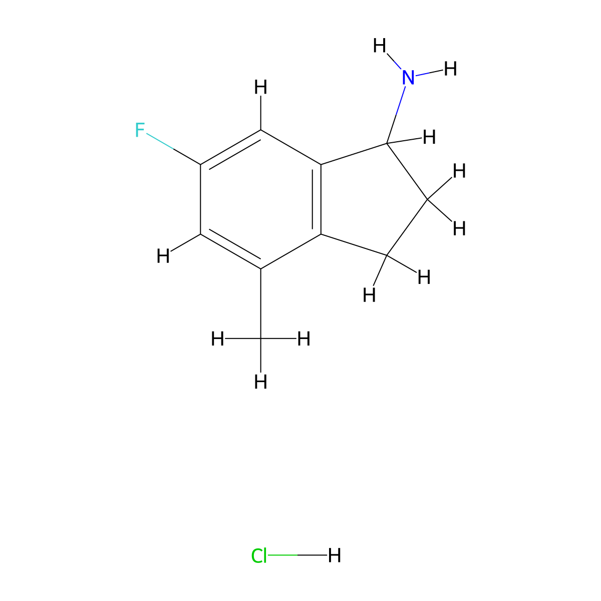 6-fluoro-4-methyl-2,3-dihydro-1H-inden-1-amine hydrochloride molecular structure, CAS 2763760-25-2