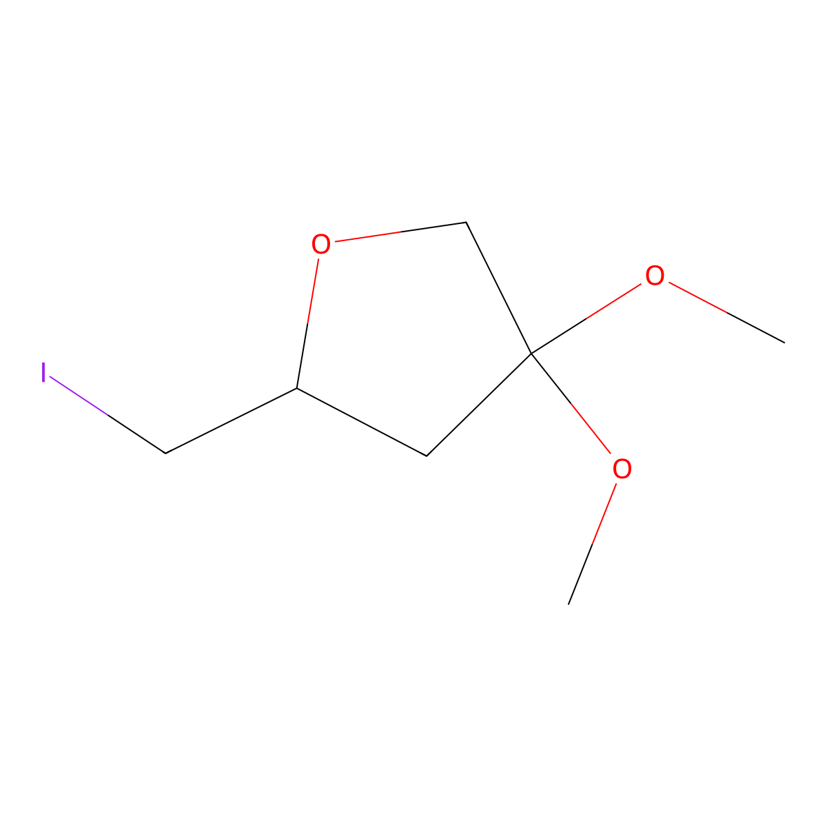2-(Iodomethyl)-4,4-dimethoxyoxolane molecular structure, CAS 2763760-30-9