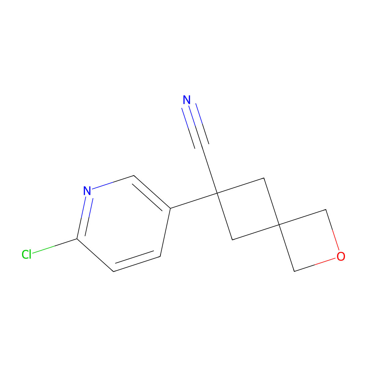 6-(6-Chloropyridin-3-yl)-2-oxaspiro[3.3]heptane-6-carbonitrile molecular structure, CAS 2763760-36-5
