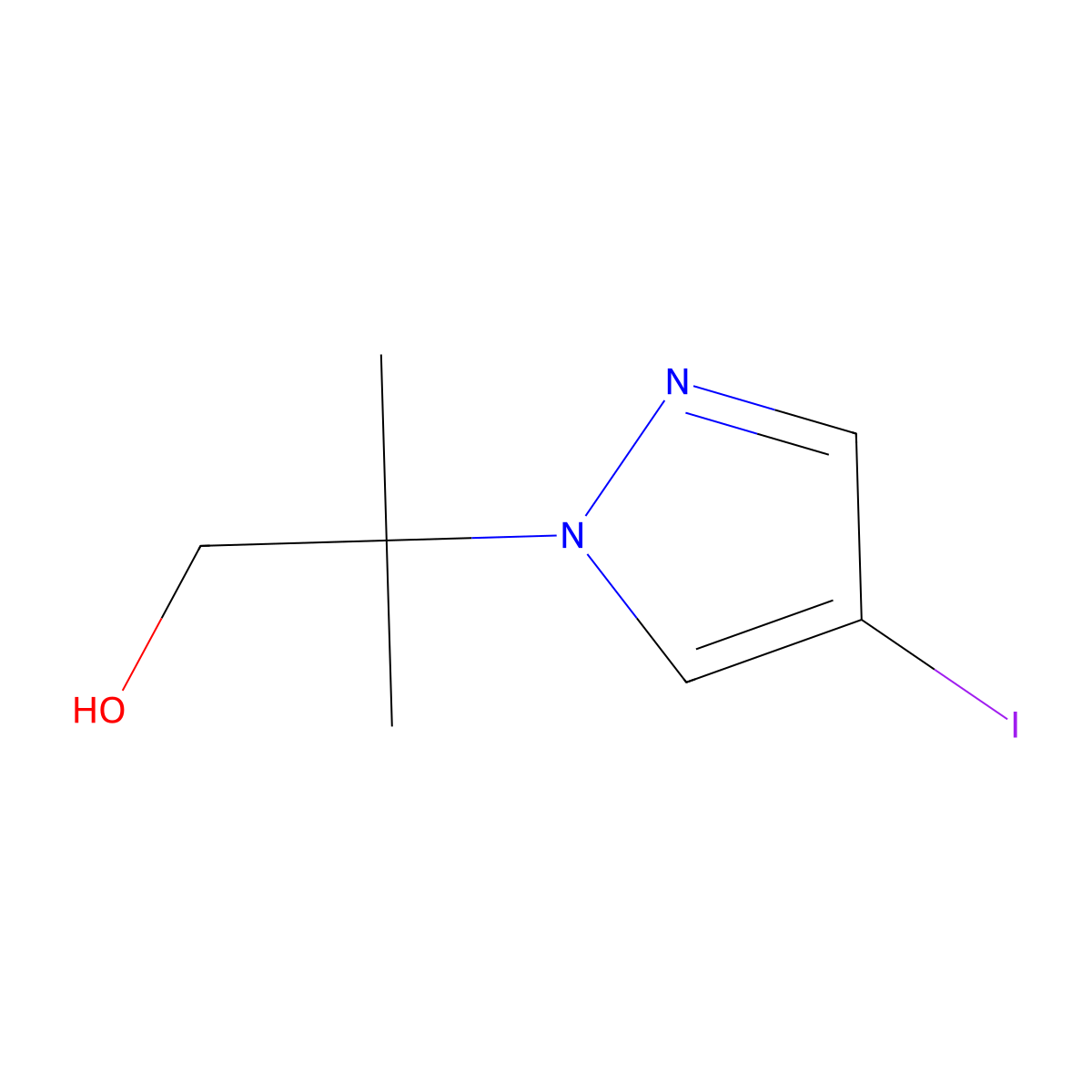 2-(4-iodo-1H-pyrazol-1-yl)-2-methylpropan-1-ol molecular structure, CAS 2763760-37-6