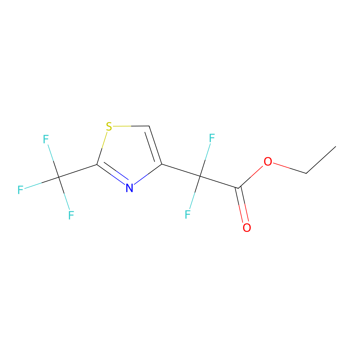 Ethyl 2,2-difluoro-2-[2-(trifluoromethyl)-1,3-thiazol-4-yl]acetate molecular structure, CAS 2763760-50-3