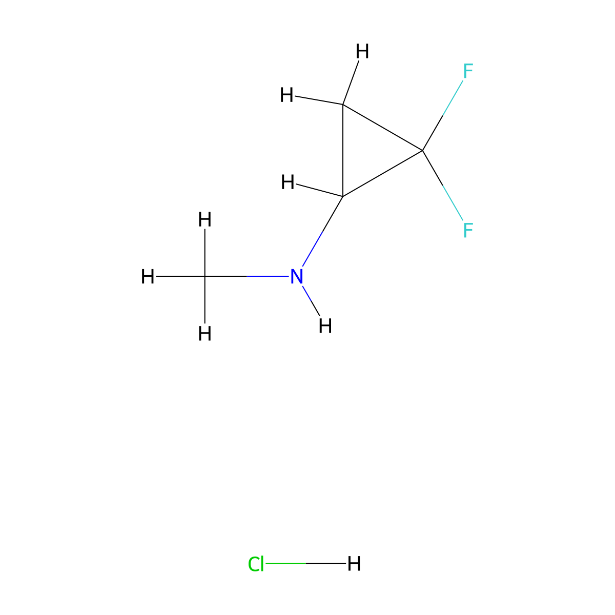 2,2-difluoro-N-methylcyclopropan-1-amine hydrochloride molecular structure, CAS 2763775-88-6