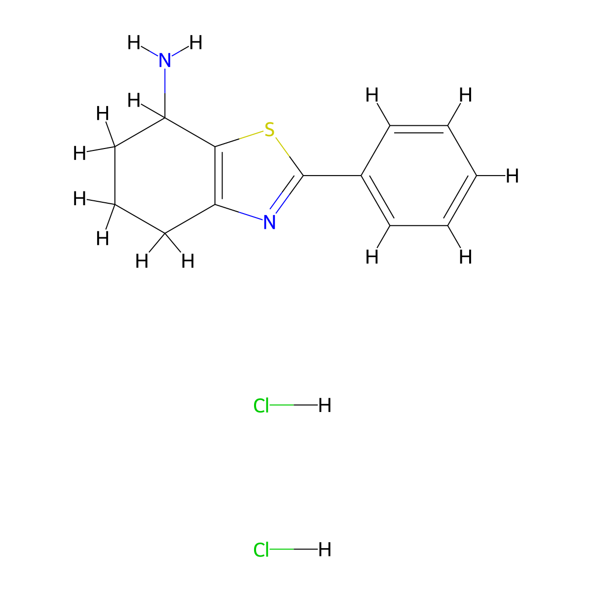 2-Phenyl-4,5,6,7-tetrahydro-1,3-benzothiazol-7-amine dihydrochloride molecular structure, CAS 2763775-91-1